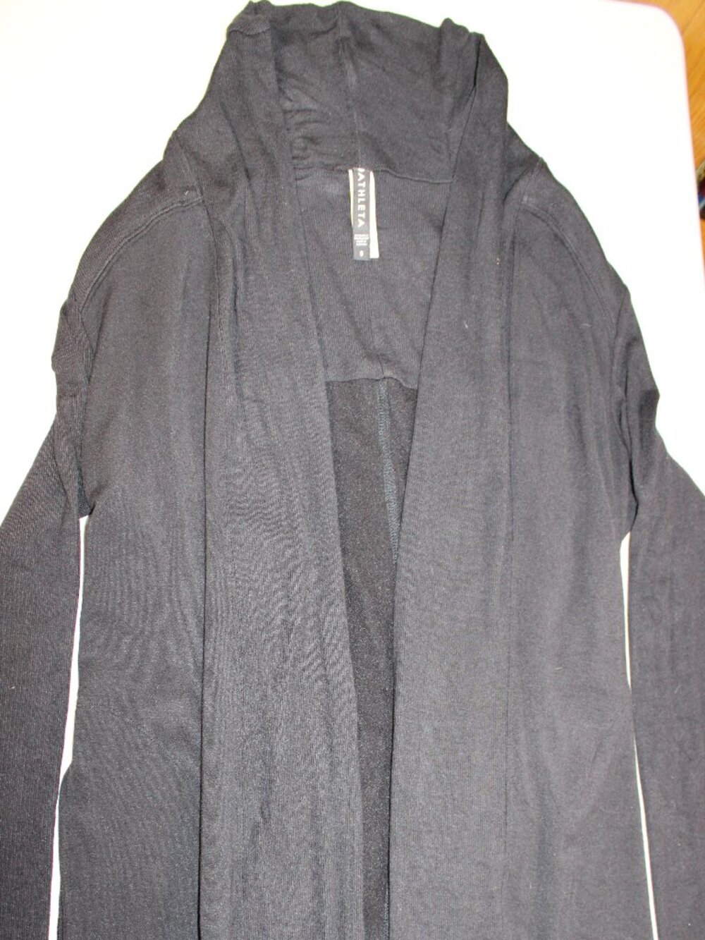 Athleta Women's Black Open Front Longline Draped Cardigan with Pockets - Picture 5 of 14